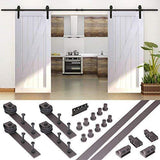 TMS 5 FT Country Antique Dark Coffee Steel Sliding Barn Wood Door Hardware Track Set