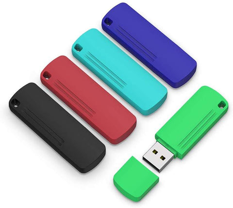 64 GB USB Flash Drive 5 Pack Bulk K&ZZ USB 2.0 Thumb Drives Memory Stick Multi Pack USB Gig Drive Flash Disk Portable Keychain Design (64GB, 5 Colors: Black Red Blue Cyan Green)