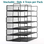 4 Tier Stackable Paper Tray - Metal Mesh Office File Organizer for Desk Printer Letter Teacher Paper Black Color by DeElf