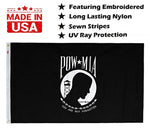 Winbee Embroidered POW MIA Flag 3x5 Ft - Double Sided Embroidered, Long Lasting Double Nylon, Double Sewn Stripes and Brass Grommets, UV Protected, Best US Military Flag 3 by 5 Foot