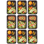 DuraHome - Round Meal Prep Containers with Lids 28oz. Pack of 10 BPA-Free Round Microwaveable Black Plastic Food Storage Container