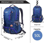 G4Free Hiking Backpack 50L Waterproof Daypack Outdoor Camping Climbing Backpack with Rain Cover for Women Men