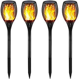 Gold Armour Solar Lights Outdoor - Flickering Flames Torch Solar Path Light - Dancing Flame Lighting 96 LED Dusk to Dawn Flickering Tiki Torches Outdoor Waterproof Garden (4 Pack)
