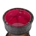 Outsunny Outdoor Patio Rattan Wicker Ice Bucket Cooler with Lid