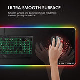 LED RGB Gaming Mouse Pad - 10 Light Modes Extended Computer Keyboard Mat with Durable Stitched Edges and Non-Slip Rubber Base, High-Performance Large Mouse Pad Optimized for Gamer 31.5X11.8X0.15Inch