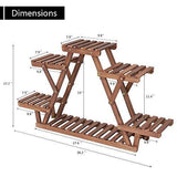 Ufine Wood Plant Stand Indoor Outdoor 3 Tier Vertical Carbonized Multiple Planter Holder Flower Ladder Stair Shelf Garden Balcony Patio Corner Pot Display Storage Rack