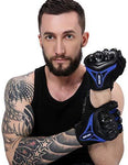 Motorcycle gloves Full finger durable for road racing bike summer spring Powersports support touch screen BLUE-M