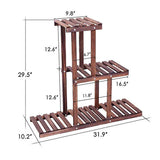 Ufine Wood Plant Stand Outdoor Indoor 3 Tier Vertical Carbonized Multiple Planter Holder Flower Ladder Stair Shelf Garden Balcony Patio Corner Pot Display Storage Rack (Space SavingLight Weight)