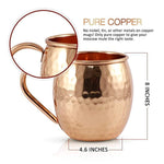 Mule Science Moscow Mule Copper Mugs - Set of 4 - 100% HANDCRAFTED - Pure Solid Copper Mugs 16 oz Gift Set with BONUS: Highest Quality Cocktail Copper Straws, Coasters and Shot Glass!