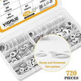 VIGRUE Black Zinc Plated Alloy Steel Flat Washers Set Washers Hardware Assortment 684 Pieces -9 Sizes M2 M2.5 M3 M4 M5 M6 M8 M10 M12