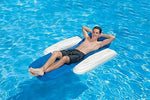 Poolmaster Swimming Pool Floating Chaise Lounge, Caribbean, Blue Stripe