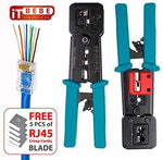 ITBEBE RJ45 Crimping Tool Made of Hardened Steel with Wire Cutter Stripping Blades and Textured Grips (RJ45 CRIMPER TURQUOISE-B)