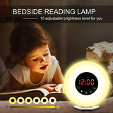 Wake Up Light Alarm Clock, [2018 UPGRADED] Digital Alarm Clock with Sunrise Simulation, 7 Colors Night Light, 6 Nature Sounds, FM Radio for Bedrooms and Heavy Sleepers