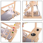 QBLEEV Parrot Playstand Bird Play Stand Cockatiel Playground Wood Perch Gym Playpen Ladder with Feeder Cups Toys Exercise Play (Include a Tray)