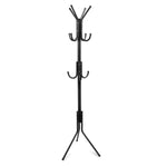 TOPVORK Standing Coat Rack, Hanger Holder Hooks for Dress, Jacket, Hat and Umbrella, Tree Stand with Base Metal, Black