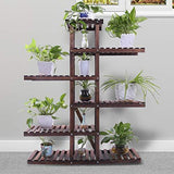 Ufine Wood Plant Stand Indoor Outdoor 3 Tier Vertical Carbonized Multiple Planter Holder Flower Ladder Stair Shelf Garden Balcony Patio Corner Pot Display Storage Rack