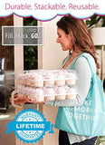 (5 Pack) Fill'nGo Carrier Holds 24 Standard Cupcakes - Ultra Sturdy Cupcake Boxes | Tall Dome Detachable Lid | Clear Plastic Disposable Containers | Storage Tray | Travel Holder | Also Regular Muffins