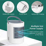 MOSAJIE Portable Space Air Conditioner,Small Personal Desk Fan,Quiet Air Cooler Misting Fan,Mini USB Air Conditioner Fan,Purifier,Sterilizer,Humidifier,Desktop Cooling Fan with 3 Speeds for Home Room Office