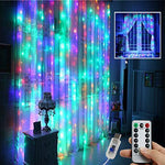 Juhefa Curtain Lights, USB Powered Fairy Lights String,IP64 Waterproof & 8 Modes Twinkle Lights for Parties, Bedroom Wedding,Valentines' Day Wall Decorations (300 LEDs,9.8x9.8Ft, Warm White)