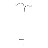 GrayBunny GB-6817D Double Sided Shepherd Hook 65 Inch Heavy Duty 1/2 inch Thick Rust Resistant Steel With Two Hooks, Two Sided Shepherd's Hook, Black Two-Sided Basket Hanger Bird Feeder & Lantern Pole