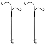 Ashman Double Span Black Deck Hook, Made of Premium Metal, Super Strong with 46-Inch Length and ideal for Bird Feeders, Plant Hangers, Coconut Shell Hanging Baskets, Lanterns and Wind Chimes and more!