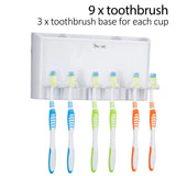 iHave Toothbrush Holder Wall Mount 3 Cups Electric Toothbrush Storage Set- No Drill or Nail Needed (3 Color Toothbrush Holder)