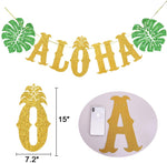 TMCCE Hawaiian Aloha Party Decorations Large Gold Glittery Aloha Banner for Luau Party Supplies Favors