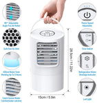 MOSAJIE Personal Air Cooler, Portable Air Conditioner, Desktop Cooling Fan, Mini Space Evaporative Air Cooler with with 7 Colors LED Lights, Timer, Handle, 3 Speeds for Home, Office, Room