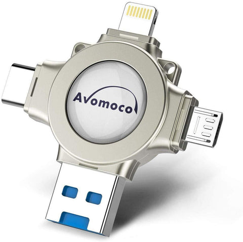 Avomoco 3.0 128GB 4 in 1 Flash Drive Compatible iPhone &Ipad and Android Phones Type C Devices,Tablets .Photo Stick for iPhone&Ipad Samsung Galaxy,LG,Google Pixel,Hua Wei