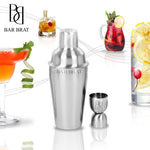 Premium 7 Piece Cocktail Making Set & Bar Shaker Kit by Bar Brat ™ / Free 130 Cocktail Recipe (ebook) Included/Pre-Built Stainless Steel Stand For All Your Bar Pieces