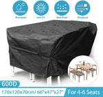 FLYMEI Outdoor Patio Furniture Covers, 315x180x74cm 420D Oxford Polyester Extra Large Size Furniture Set Covers Fits to 12-14Seat Black 124''x70.87''x29.13''