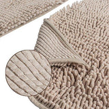 Sunnyglade Bathroom Contour Rugs Combo, Set of 2 Chenille Fabric Microfiber Soft Shaggy Non Slip 21" X 34" Bath Shower Mat and 20" X 20" U-shaped Toilet Floor Rug Bathroom Carpet