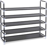 SoSo-BanTian1989 5-Tiers Shoe Rack 25 Pairs Non-Woven Fabric Shoe Storage Organizer Shoe Tower Cabinet,39 x 11 x 37inch (Black)