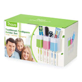 iHave Toothbrush Holder Wall Mount 3 Cups Electric Toothbrush Storage Set- No Drill or Nail Needed (3 Color Toothbrush Holder)