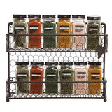 MyGift Rustic Brown Dual Tier Wire Spice Rack Jars Storage Organizer (Kitchen Countertop or Wall Mount)