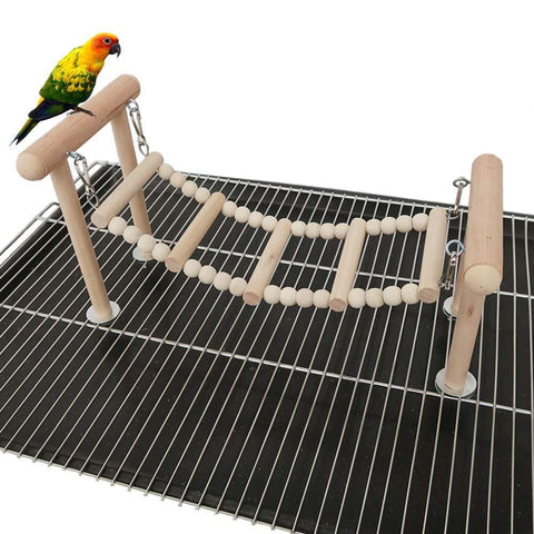 kathson Bird Perches Stand Toy, Parrot Swing Climbing Ladder Toys, Birdcage Top Play Gyms Playground Stands Wooden Perch for Parakeet, Cockatiel, Lovebirds, Conure and Finches