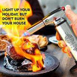 BEST CULINARY TORCH - Chef Torch for Cooking Crème Brulee - Aluminum Hand Butane Kitchen Torch - Blow Torch with Adjustable Flame - Cooking Torch - Perfect for Baking, BBQs, Crafts + Recipe eBook
