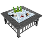 Bonnlo 32” Fire Pit Outdoor Wood Burning Table Backyard, Terrace, Patio, Camping - Includes Mesh Spark Screen Top and Poker