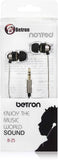 Betron B25 Noise Isolating in Ear Canal Headphones Earphones with Pure Sound and Powerful Bass for iPhone, iPad, iPod, Samsung Smartphones and Tablets (Black Without Remote)