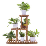 Ufine Wood Plant Stand Indoor Outdoor 3 Tier Vertical Carbonized Multiple Planter Holder Flower Ladder Stair Shelf Garden Balcony Patio Corner Pot Display Storage Rack