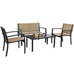 Flamaker 4 Pieces Patio Furniture Outdoor furniture Outdoor Patio Furniture Set Textilene Bistro Set Modern Conversation Set Black Bistro Set with Loveseat Tea Table for Home, Lawn and Balcony (Black)