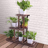 Ufine Wood Plant Stand Outdoor Indoor 3 Tier Vertical Carbonized Multiple Planter Holder Flower Ladder Stair Shelf Garden Balcony Patio Corner Pot Display Storage Rack (Space SavingLight Weight)