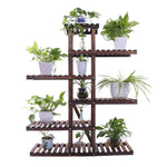 Ufine Wood Plant Stand Indoor Outdoor 3 Tier Vertical Carbonized Multiple Planter Holder Flower Ladder Stair Shelf Garden Balcony Patio Corner Pot Display Storage Rack