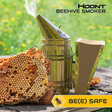 Hoont Commercial Grade Bee Smoker for Beekeeping – Heavy Duty Stainless Steel with Metal Heat Shield and Metal Hook – Superior Airflow Bellow and Excellent Smoke Output