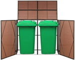 Canditree Storage Shed Poly Rattan for Garbage Cans, Garden Tools, Bin Shed for Patio Backyard Garden 60.2"x30.7"x47.2", Brown