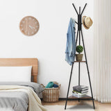 KingSo Coat Rack, Hall Tree Standing Coat Tree Hat Hanger Holder with 6 Hooks 2 Shelves for Bedroom Office Hallway Entryway