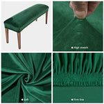 smiry Velvet Dining Room Bench Covers - Soft Stretch Spandex Upholstered Bench Slipcover Removable Washable Bench Seat Protector for Living Room, Kitchen, Bedroom (Peacock Green)