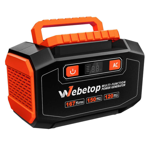 Webetop 155Wh 42000mAh Portable Generator Inverter Battery 100W Camping Emergency Home Use UPS Power Source Charged by Solar Panel/Wall Car with 110V AC Outlet,3 DC 12V,3 USB Port