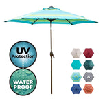 Abba Patio Outdoor 9-Feet Table Umbrella with Push Button Tilt and Crank Lift, Turquoise Striped