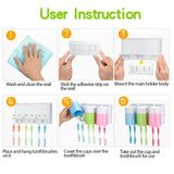 iHave Toothbrush Holder Wall Mount 3 Cups Electric Toothbrush Storage Set- No Drill or Nail Needed (3 Color Toothbrush Holder)